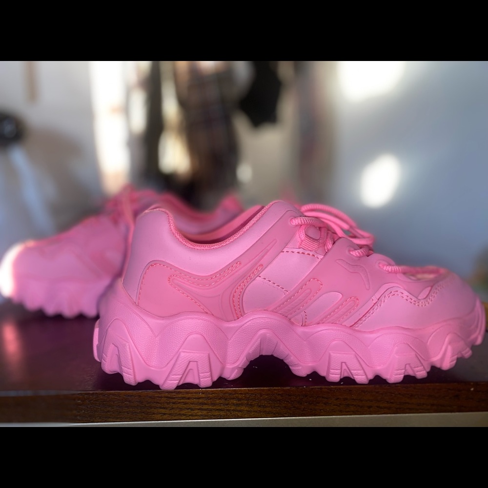 Hot pink chunky sneakers